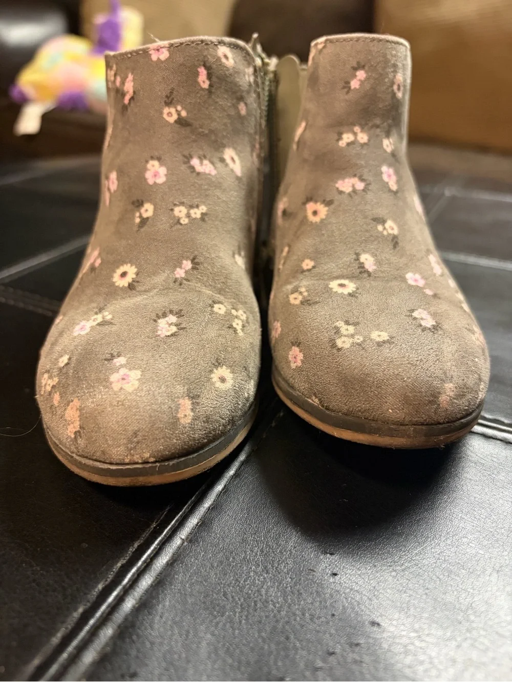 Cat & Jack Gray Floral Ankle Boots for Kids